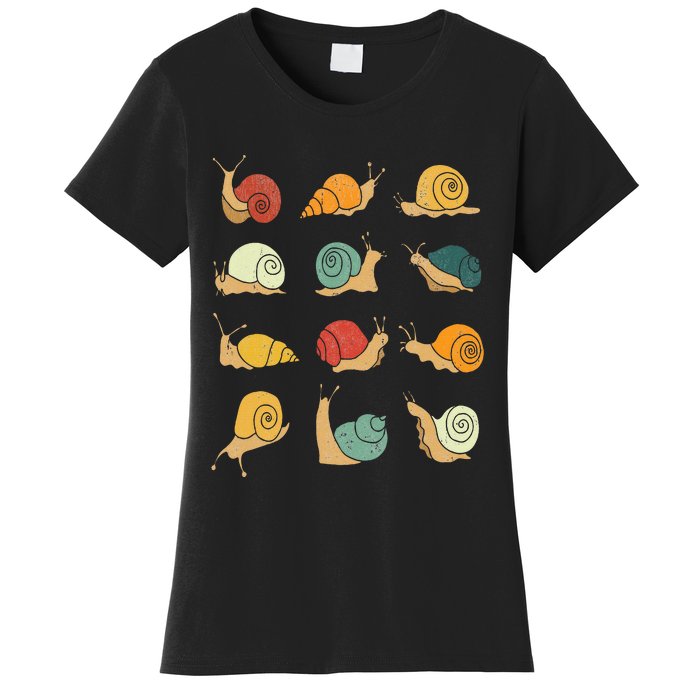 Beautifully Illustrated Snails Vintage Snail Lover Women's T-Shirt