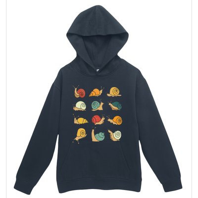 Beautifully Illustrated Snails Vintage Snail Lover Urban Pullover Hoodie