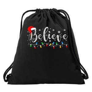 Believe In Santa Claus Believe Christmas Pajama Christmas  Drawstring Bag