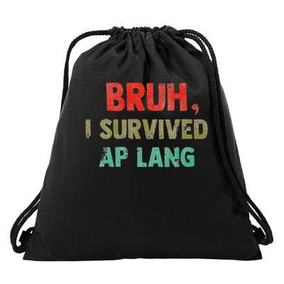 Bruh, I Survived Ap Lang Funny Design Drawstring Bag