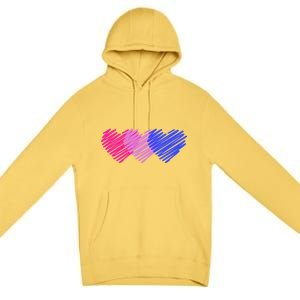 Bisexual Flag Hearts Love LGBT Bi Pride Premium Pullover Hoodie