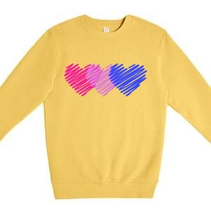 Bisexual Flag Hearts Love LGBT Bi Pride Premium Crewneck Sweatshirt