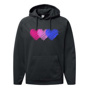 Bisexual Flag Hearts Love LGBT Bi Pride Performance Fleece Hoodie