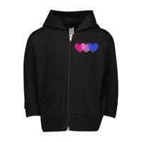 Bisexual Flag Hearts Love LGBT Bi Pride Toddler Zip Fleece Hoodie