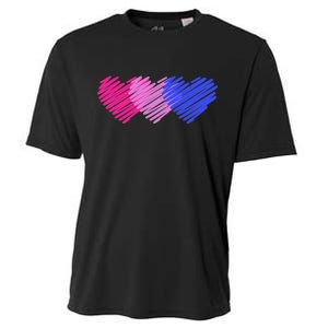 Bisexual Flag Hearts Love LGBT Bi Pride Cooling Performance Crew T-Shirt