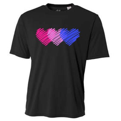 Bisexual Flag Hearts Love LGBT Bi Pride Cooling Performance Crew T-Shirt