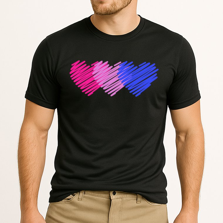 Bisexual Flag Hearts Love LGBT Bi Pride Cooling Performance Crew T-Shirt