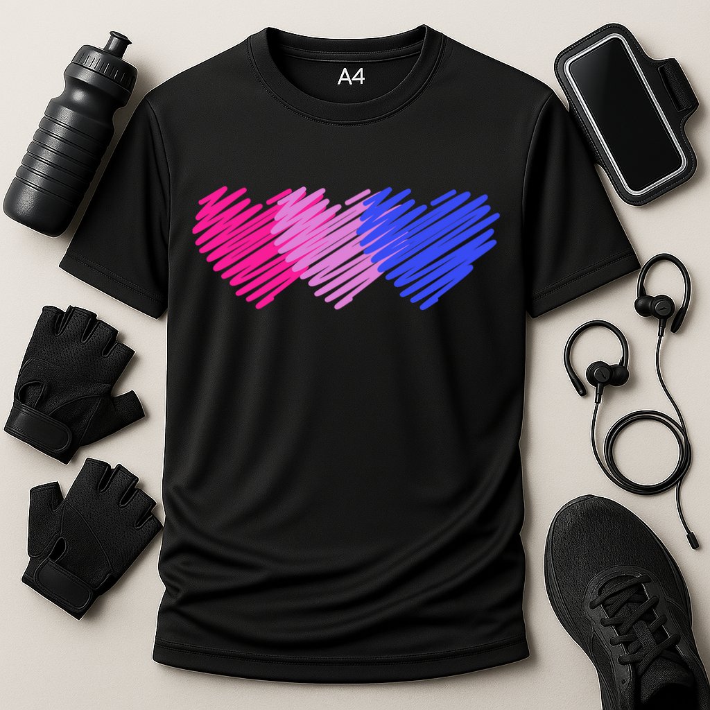 Bisexual Flag Hearts Love LGBT Bi Pride Cooling Performance Crew T-Shirt