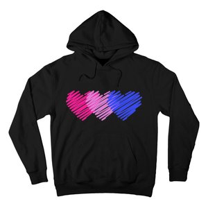 Bisexual Flag Hearts Love LGBT Bi Pride Hoodie