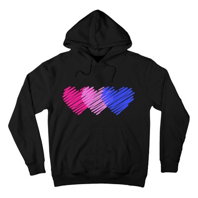 Bisexual Flag Hearts Love LGBT Bi Pride Hoodie