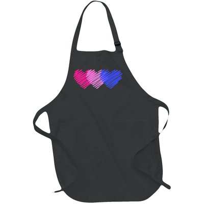 Bisexual Flag Hearts Love LGBT Bi Pride Full-Length Apron With Pockets