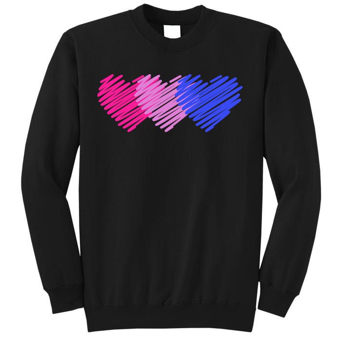 Bisexual Flag Hearts Love LGBT Bi Pride Sweatshirt