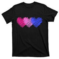 Bisexual Flag Hearts Love LGBT Bi Pride T-Shirt