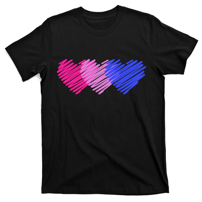 Bisexual Flag Hearts Love LGBT Bi Pride T-Shirt