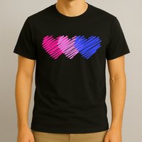 Bisexual Flag Hearts Love LGBT Bi Pride T-Shirt