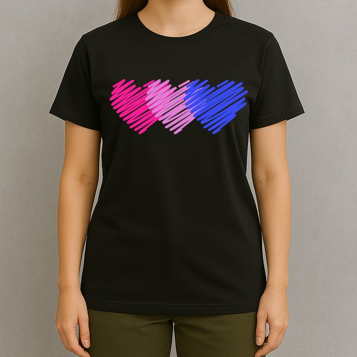 Bisexual Flag Hearts Love LGBT Bi Pride T-Shirt