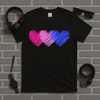 Bisexual Flag Hearts Love LGBT Bi Pride T-Shirt