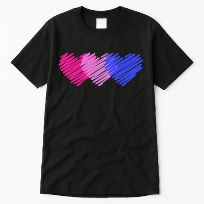 Bisexual Flag Hearts Love LGBT Bi Pride Tall T-Shirt