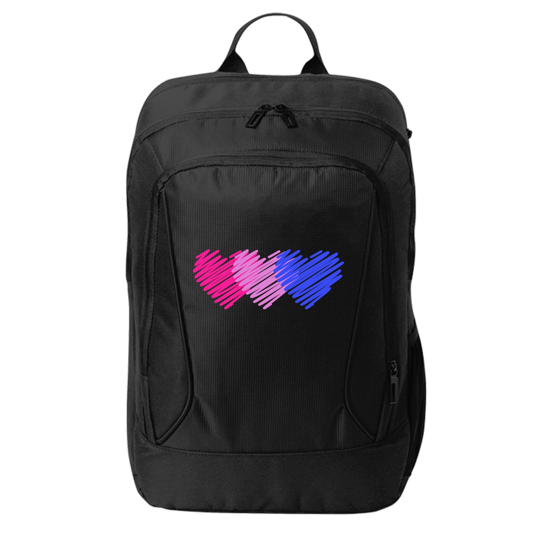 Bisexual Flag Hearts Love LGBT Bi Pride City Backpack