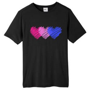 Bisexual Flag Hearts Love LGBT Bi Pride Tall Fusion ChromaSoft Performance T-Shirt