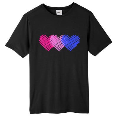 Bisexual Flag Hearts Love LGBT Bi Pride Tall Fusion ChromaSoft Performance T-Shirt