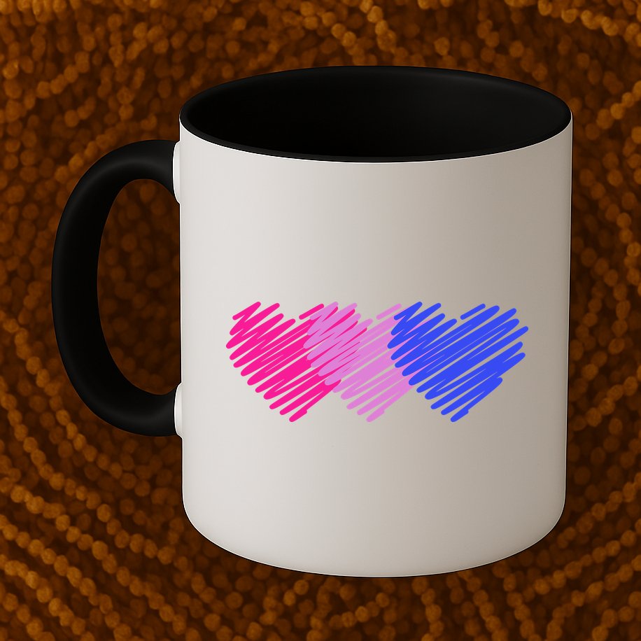 Bisexual Flag Hearts Love LGBT Bi Pride Mug