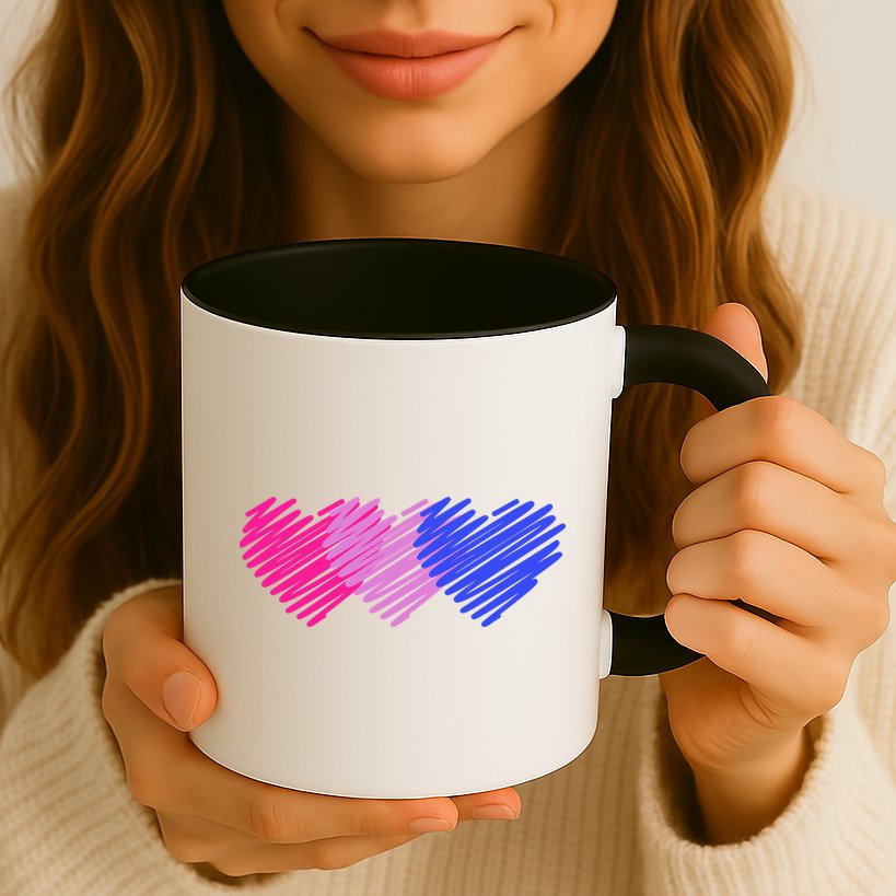 Bisexual Flag Hearts Love LGBT Bi Pride Mug