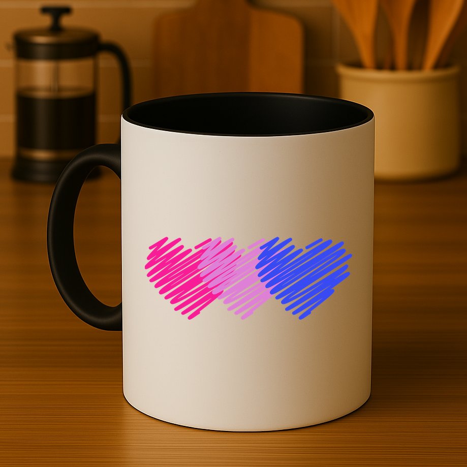 Bisexual Flag Hearts Love LGBT Bi Pride Mug