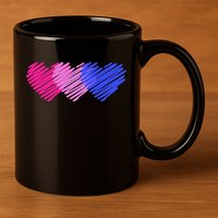 Bisexual Flag Hearts Love LGBT Bi Pride 11oz C Handle Ceramic Mug