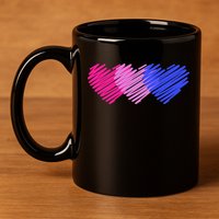 Bisexual Flag Hearts Love LGBT Bi Pride 11oz C Handle Ceramic Mug