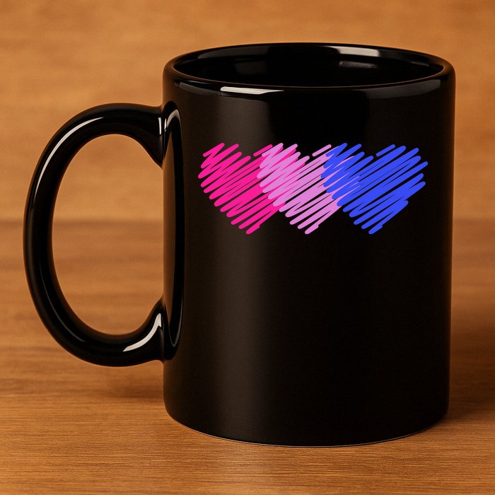 Bisexual Flag Hearts Love LGBT Bi Pride 11oz C Handle Ceramic Mug