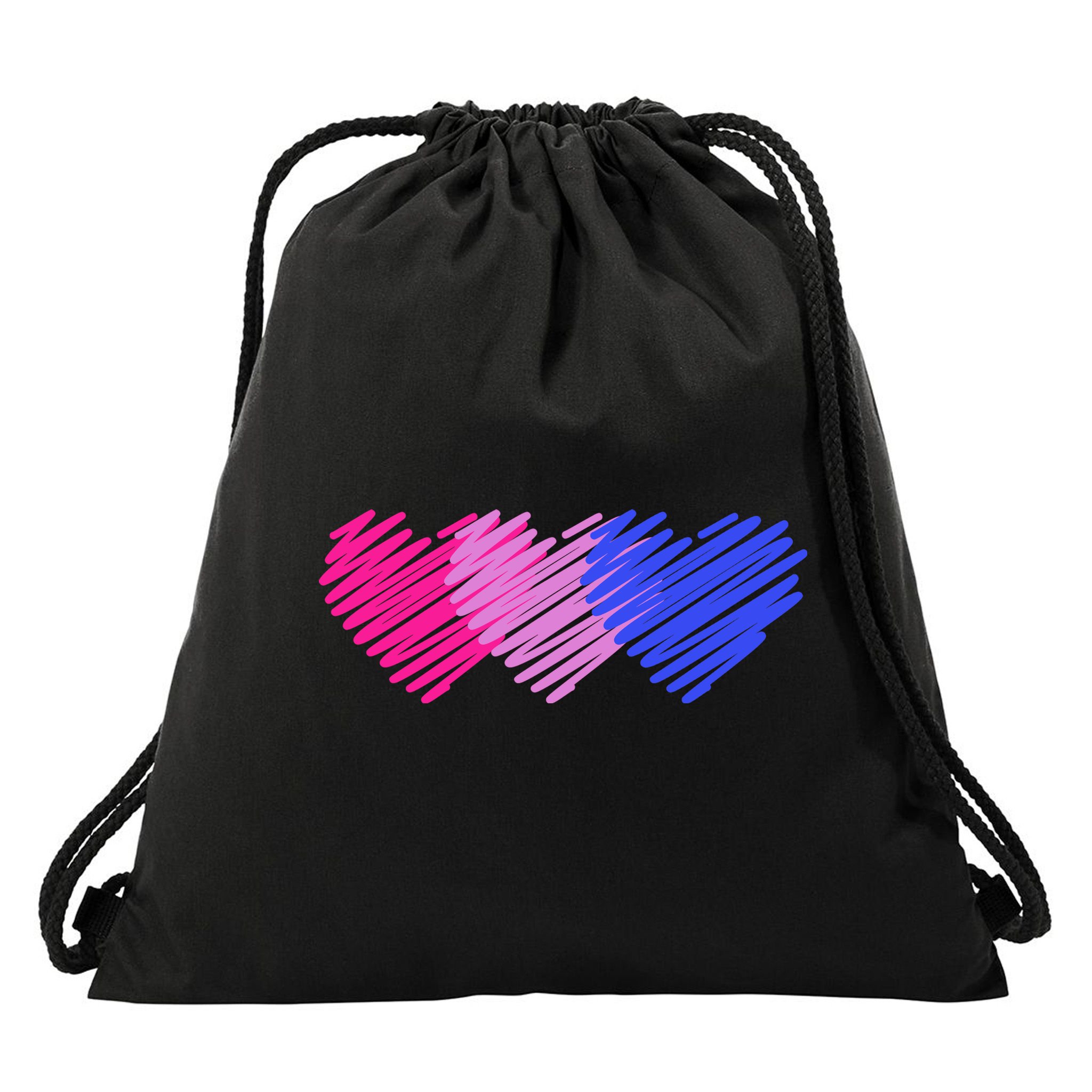 Bisexual Flag Hearts Love LGBT Bi Pride Drawstring Bag