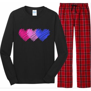 Bisexual Flag Hearts Love LGBT Bi Pride Long Sleeve Pajama Set