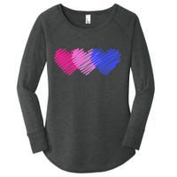 Bisexual Flag Hearts Love LGBT Bi Pride Women's Perfect Tri Tunic Long Sleeve Shirt