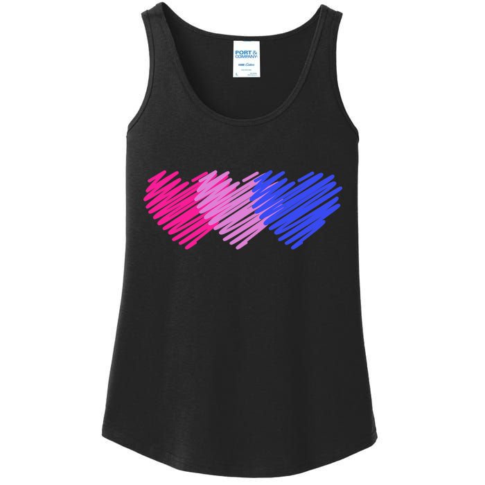 Bisexual Flag Hearts Love LGBT Bi Pride Ladies Essential Tank