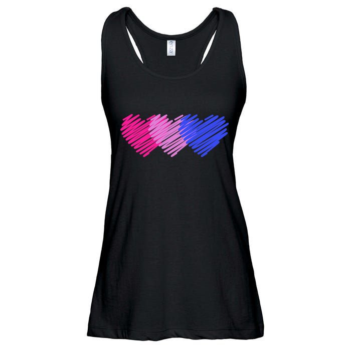 Bisexual Flag Hearts Love LGBT Bi Pride Ladies Essential Flowy Tank