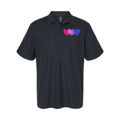 Bisexual Flag Hearts Love LGBT Bi Pride Softstyle Adult Sport Polo