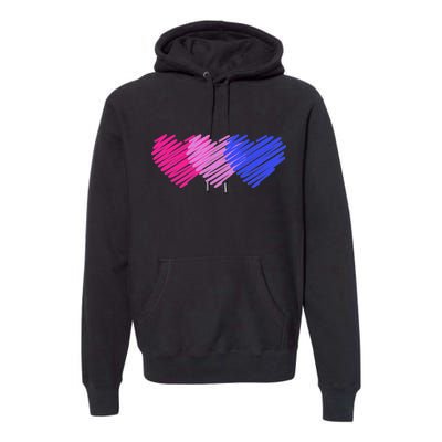 Bisexual Flag Hearts Love LGBT Bi Pride Premium Hoodie