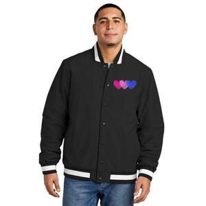 Bisexual Flag Hearts Love LGBT Bi Pride Insulated Varsity Jacket