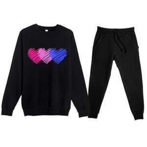 Bisexual Flag Hearts Love LGBT Bi Pride Premium Crewneck Sweatsuit Set