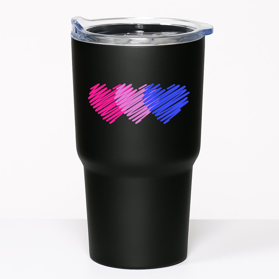 Bisexual Flag Hearts Love LGBT Bi Pride Tumbler