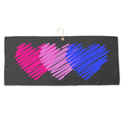 Bisexual Flag Hearts Love LGBT Bi Pride Large Microfiber Waffle Golf Towel