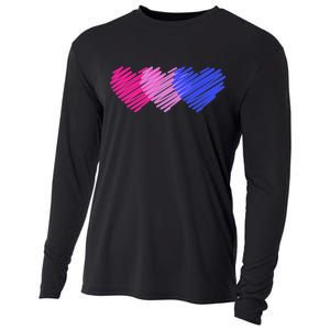 Bisexual Flag Hearts Love LGBT Bi Pride Cooling Performance Long Sleeve Crew