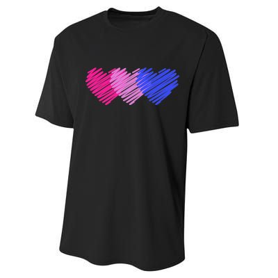 Bisexual Flag Hearts Love LGBT Bi Pride Performance Sprint T-Shirt