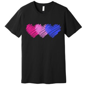 Bisexual Flag Hearts Love LGBT Bi Pride Premium T-Shirt