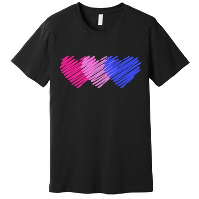 Bisexual Flag Hearts Love LGBT Bi Pride Premium T-Shirt