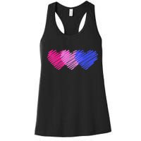 Bisexual Flag Hearts Love LGBT Bi Pride Women's Racerback Tank