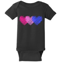 Bisexual Flag Hearts Love LGBT Bi Pride Baby Bodysuit