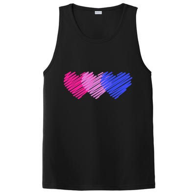 Bisexual Flag Hearts Love LGBT Bi Pride PosiCharge Competitor Tank