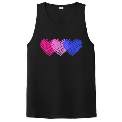 Bisexual Flag Hearts Love LGBT Bi Pride PosiCharge Competitor Tank